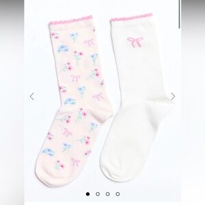 Boux Avenue 2 Pack Floral and Bow Cotton Ankle Socks